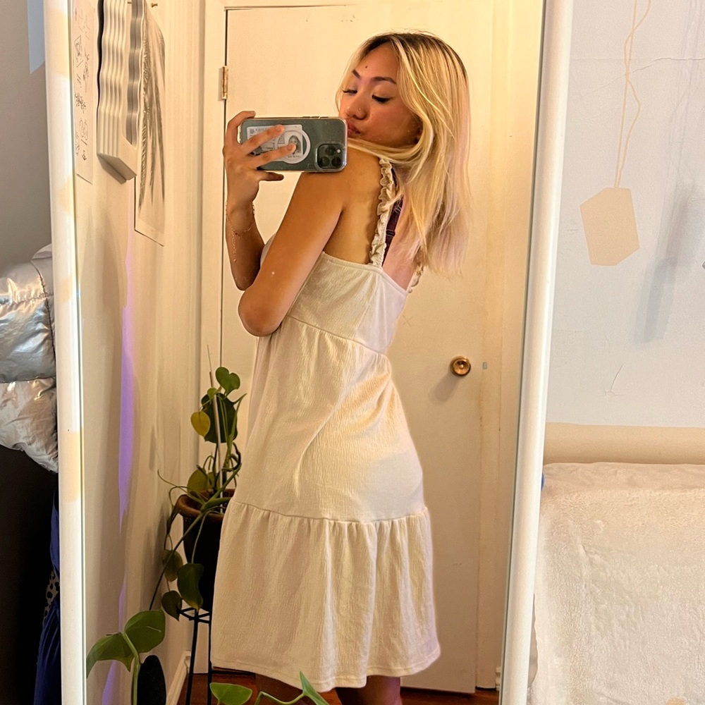 beige peasant / summer dress midi